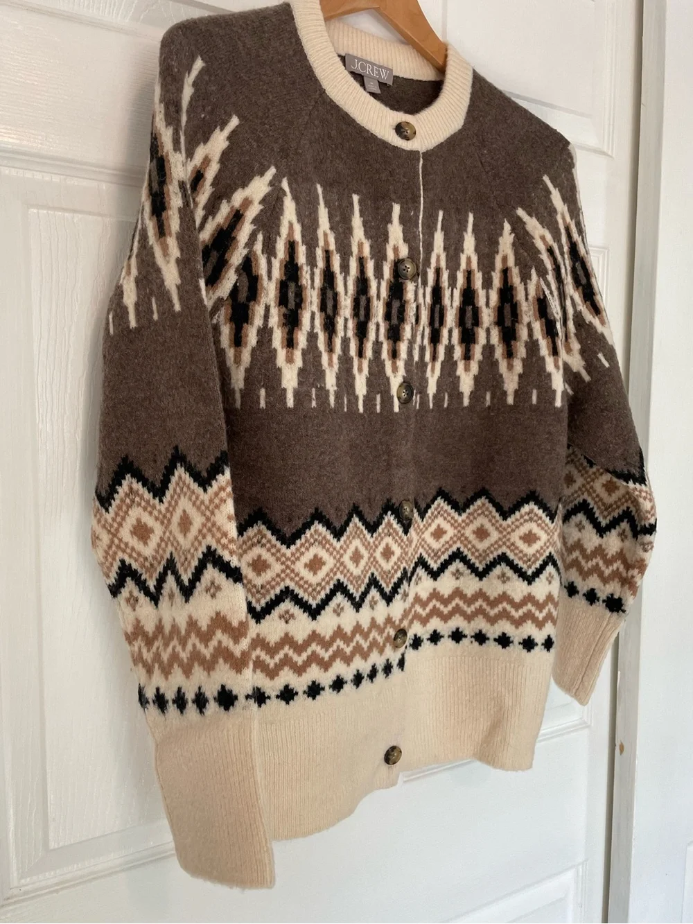 J. Crew Fair Isle Merino Blend Cardigan Sweater